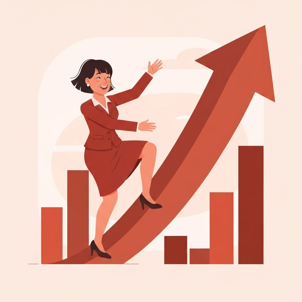 Pessoa celebrando sucesso em gráfico de crescimento